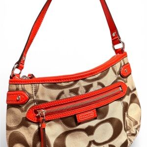 Coach Tan and Orange Shoulder Bag